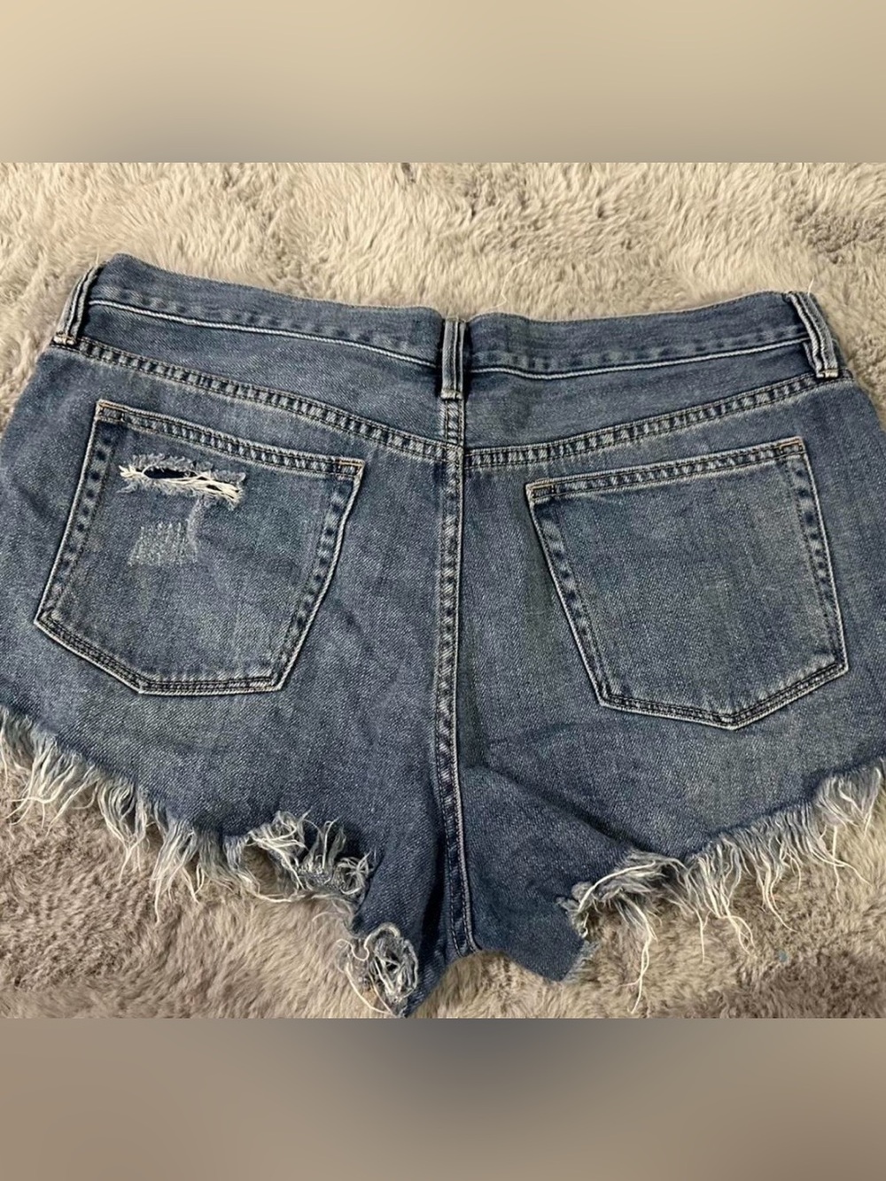 We The Free Distressed Dark Blue Denim Cutoff Shorts - Picture 2 of 7